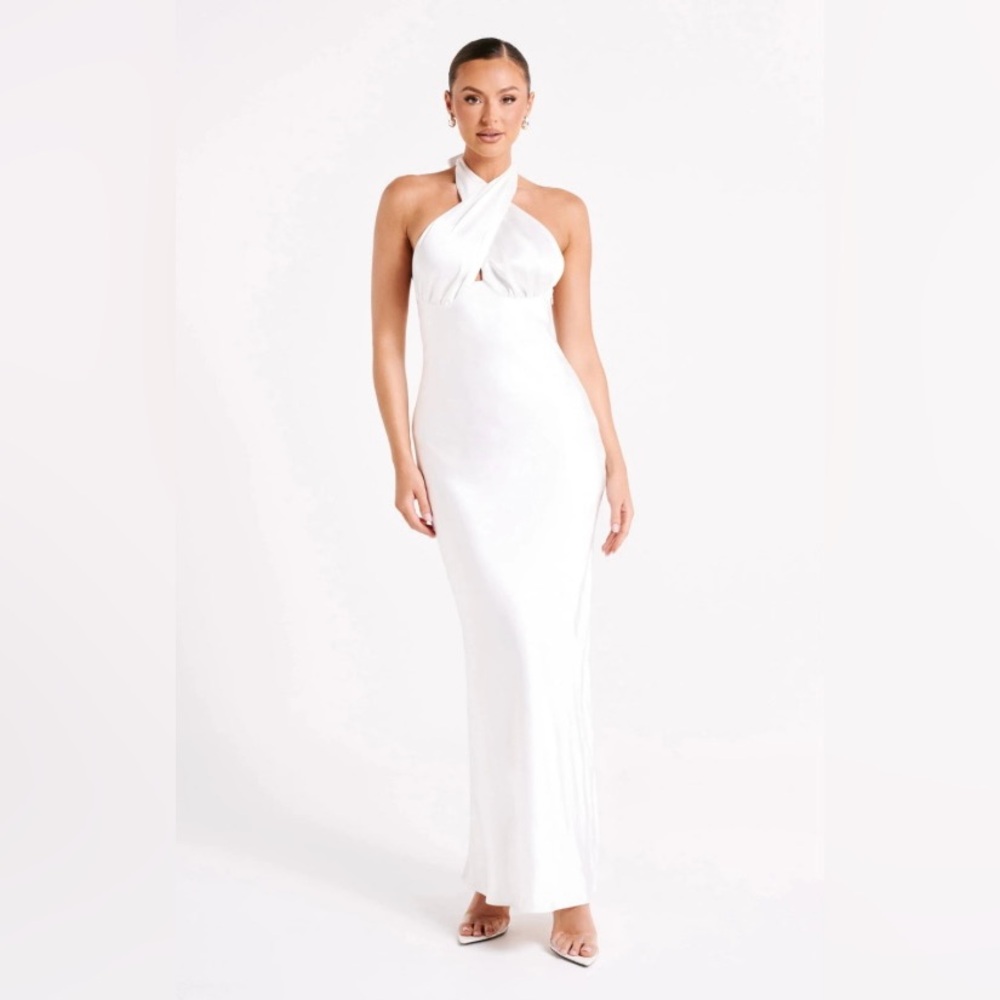 Meshki Marvelle Satin Halter Maxi Dress NWT